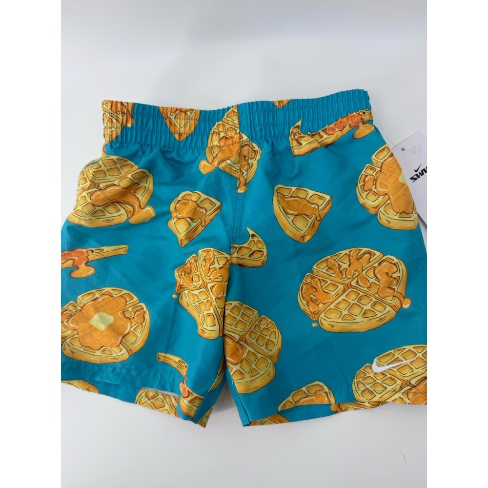 Nike Boys Teal Waffle Syrup Print Swim Trunks Board Shorts NESSF864-463 Size 4